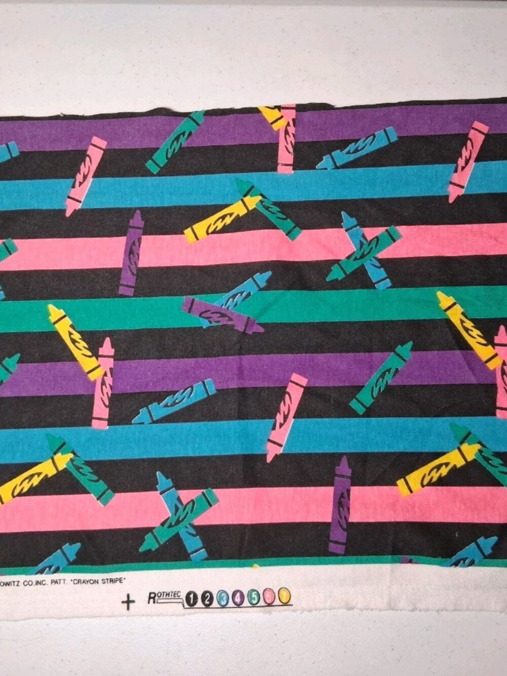 Vintage 90s Crayon Stripe Sewing Fabric Material Knit Stutz Horowitz Sew 55x61" - Picture 3 of 16